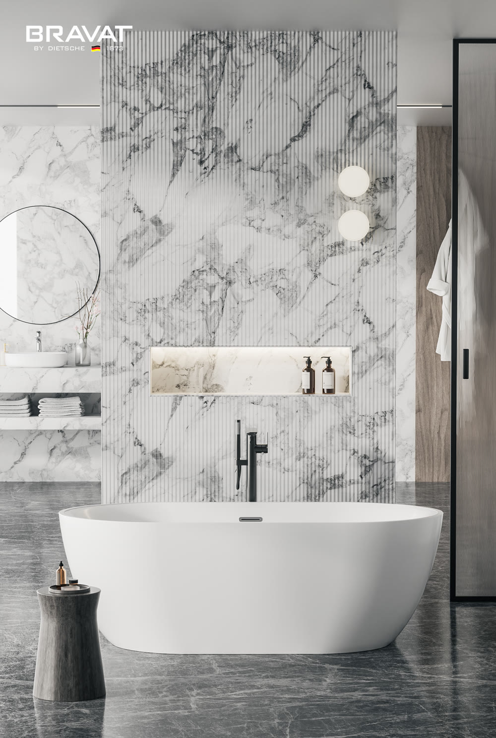 Bồn tắm đặt sàn B25788W-1-ENG Bravat - Tinh xảo đến từng chi tiết - chất lượng Đức trong mỗi sản phẩm Bravat.