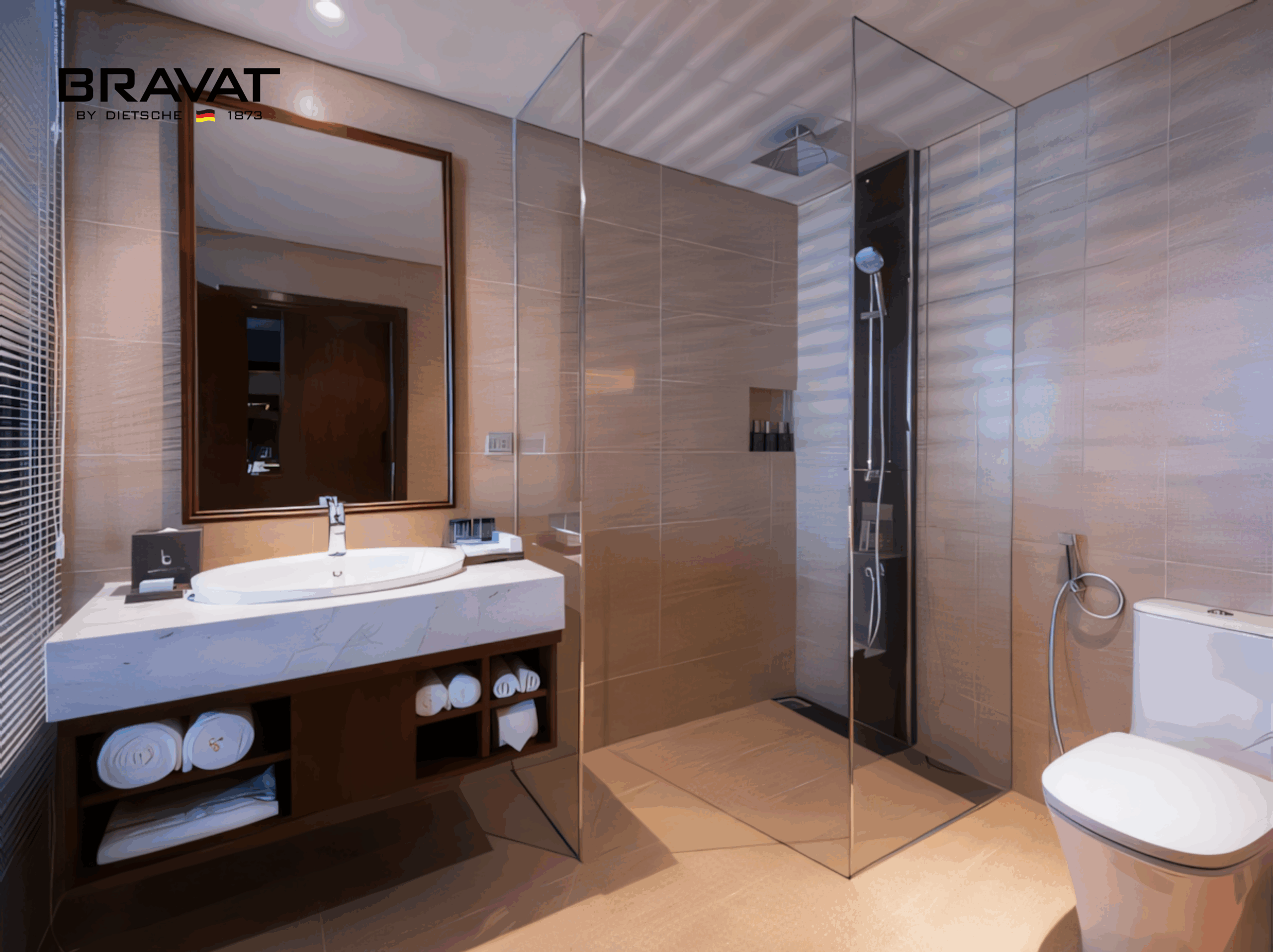 Không gian phòng tắm hiện đại cùng Bravat